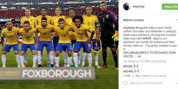 neymar-publicacao-babacas-instagram-selecao-brasileira-brasil